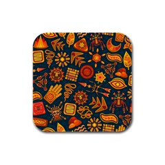 Pattern Background Ethnic Tribal Rubber Square Coaster (4 Pack)  by Nexatart