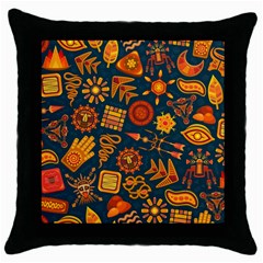 Pattern Background Ethnic Tribal Throw Pillow Case (black) by Nexatart