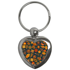 Pattern Background Ethnic Tribal Key Chains (heart)  by Nexatart