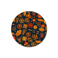 Pattern Background Ethnic Tribal Rubber Coaster (round)  by Nexatart