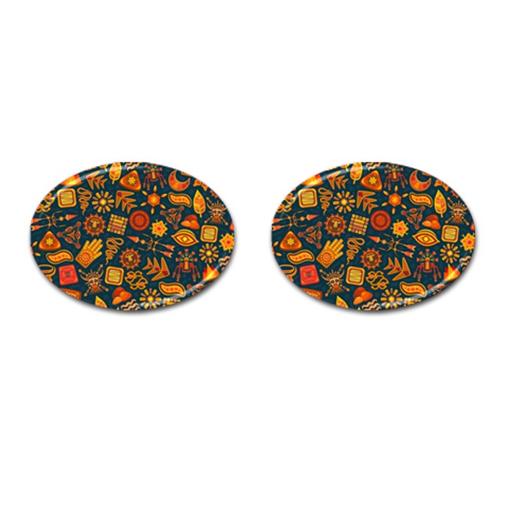 Pattern Background Ethnic Tribal Cufflinks (Oval)