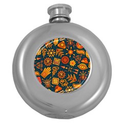 Pattern Background Ethnic Tribal Round Hip Flask (5 Oz) by Nexatart