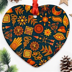 Pattern Background Ethnic Tribal Heart Ornament (two Sides) by Nexatart