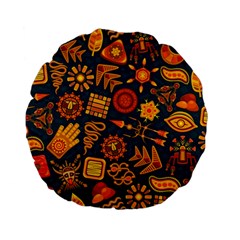 Pattern Background Ethnic Tribal Standard 15  Premium Flano Round Cushions