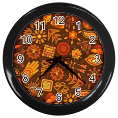 Pattern Background Ethnic Tribal Wall Clocks (black)