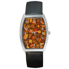 Pattern Background Ethnic Tribal Barrel Style Metal Watch by Nexatart