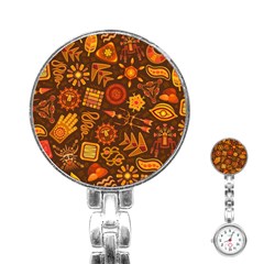 Pattern Background Ethnic Tribal Stainless Steel Nurses Watch by Nexatart