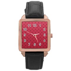 Watermelon Minimal Pattern Rose Gold Leather Watch  by jumpercat