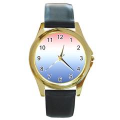 Red And Blue Round Gold Metal Watch by jumpercat