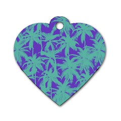 Electric Palm Tree Dog Tag Heart (two Sides) by jumpercat