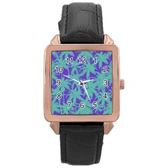 Electric Palm Tree Rose Gold Leather Watch  by jumpercat