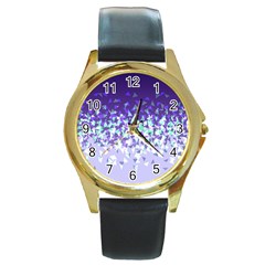 Purple Disintegrate Round Gold Metal Watch by jumpercat