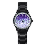 Purple Disintegrate Stainless Steel Round Watch Front