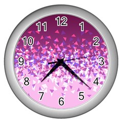 Pink Disintegrate Wall Clocks (silver)  by jumpercat