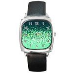 Green Disintegrate Square Metal Watch Front