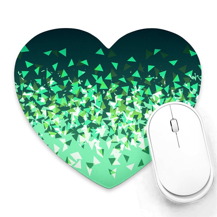 Green Disintegrate Heart Mousepads