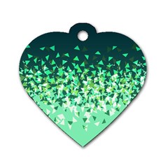 Green Disintegrate Dog Tag Heart (two Sides) by jumpercat