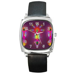 Abstract Bright Colorful Background Square Metal Watch by Nexatart