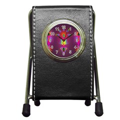 Abstract Bright Colorful Background Pen Holder Desk Clocks by Nexatart