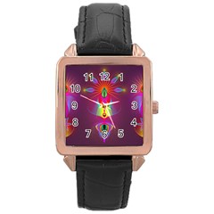 Abstract Bright Colorful Background Rose Gold Leather Watch  by Nexatart