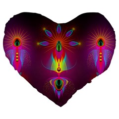 Abstract Bright Colorful Background Large 19  Premium Flano Heart Shape Cushions by Nexatart