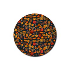 Pattern Background Ethnic Tribal Rubber Coaster (round)  by Nexatart