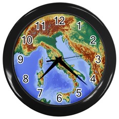 Italy Alpine Alpine Region Map Wall Clocks (black) by Nexatart