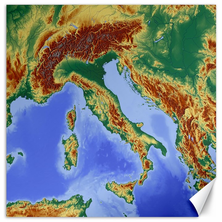 Italy Alpine Alpine Region Map Canvas 12  x 12  