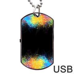 Frame Border Feathery Blurs Design Dog Tag Usb Flash (two Sides) by Nexatart