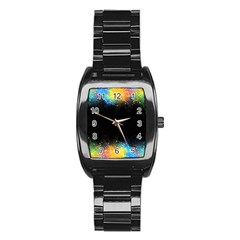 Frame Border Feathery Blurs Design Stainless Steel Barrel Watch by Nexatart