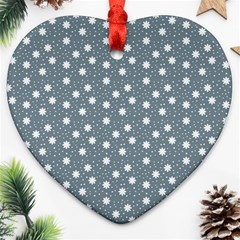 Floral Dots Blue Ornament (heart) by snowwhitegirl