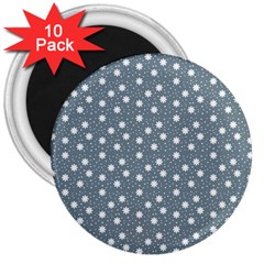 Floral Dots Blue 3  Magnets (10 Pack)  by snowwhitegirl