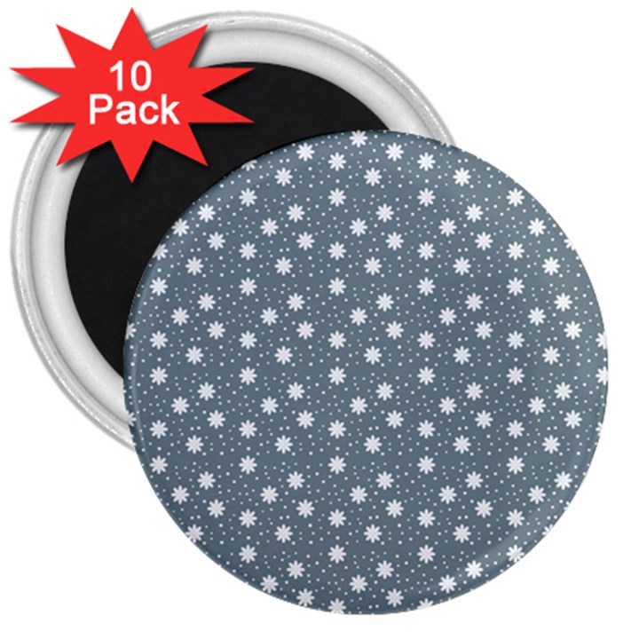 Floral Dots Blue 3  Magnets (10 pack) 