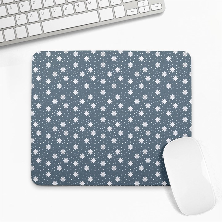 Floral Dots Blue Large Mousepads