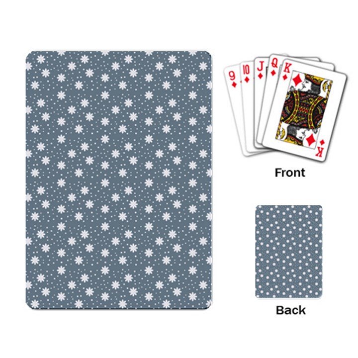 Floral Dots Blue Playing Card