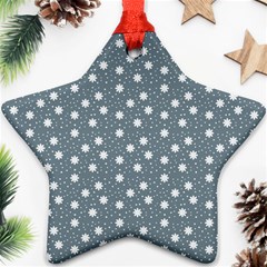 Floral Dots Blue Star Ornament (two Sides) by snowwhitegirl