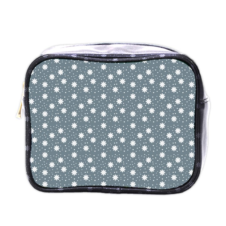 Floral Dots Blue Mini Toiletries Bags