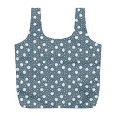 Floral Dots Blue Full Print Recycle Bags (l)  by snowwhitegirl