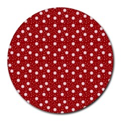 Floral Dots Red Round Mousepads by snowwhitegirl