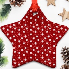 Floral Dots Red Ornament (Star)