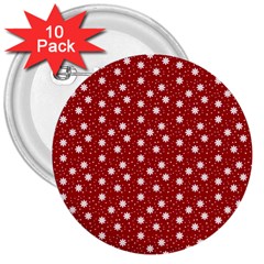 Floral Dots Red 3  Buttons (10 pack) 