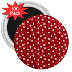 Floral Dots Red 3  Magnets (100 pack)