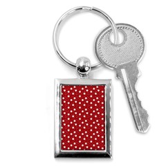 Floral Dots Red Key Chains (Rectangle) 