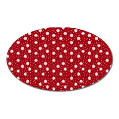 Floral Dots Red Oval Magnet