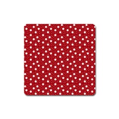 Floral Dots Red Square Magnet