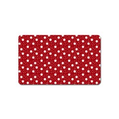 Floral Dots Red Magnet (Name Card)