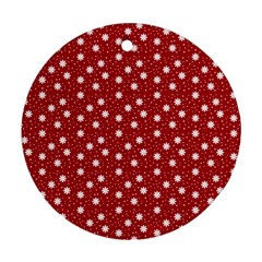 Floral Dots Red Round Ornament (Two Sides)