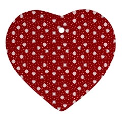 Floral Dots Red Heart Ornament (Two Sides)