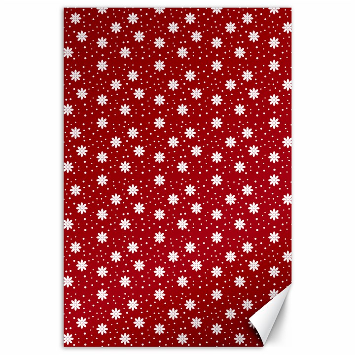 Floral Dots Red Canvas 24  x 36 