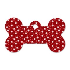 Floral Dots Red Dog Tag Bone (One Side)